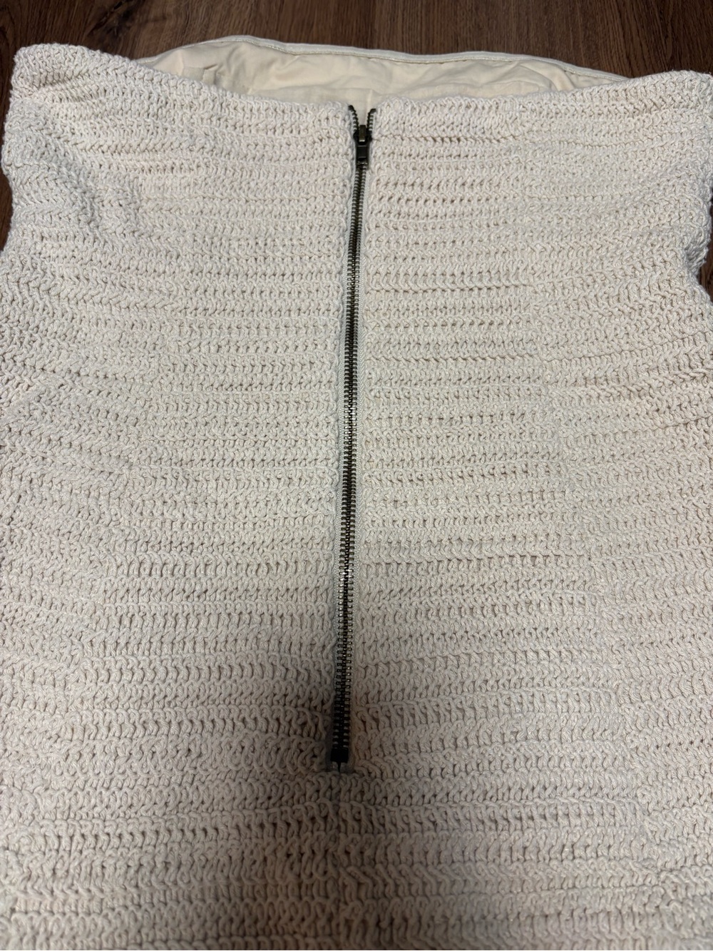 Anthropologie Mon Renn Cream Strapless Crochet Knit Mini Dress NWOT - Picture 12 of 15